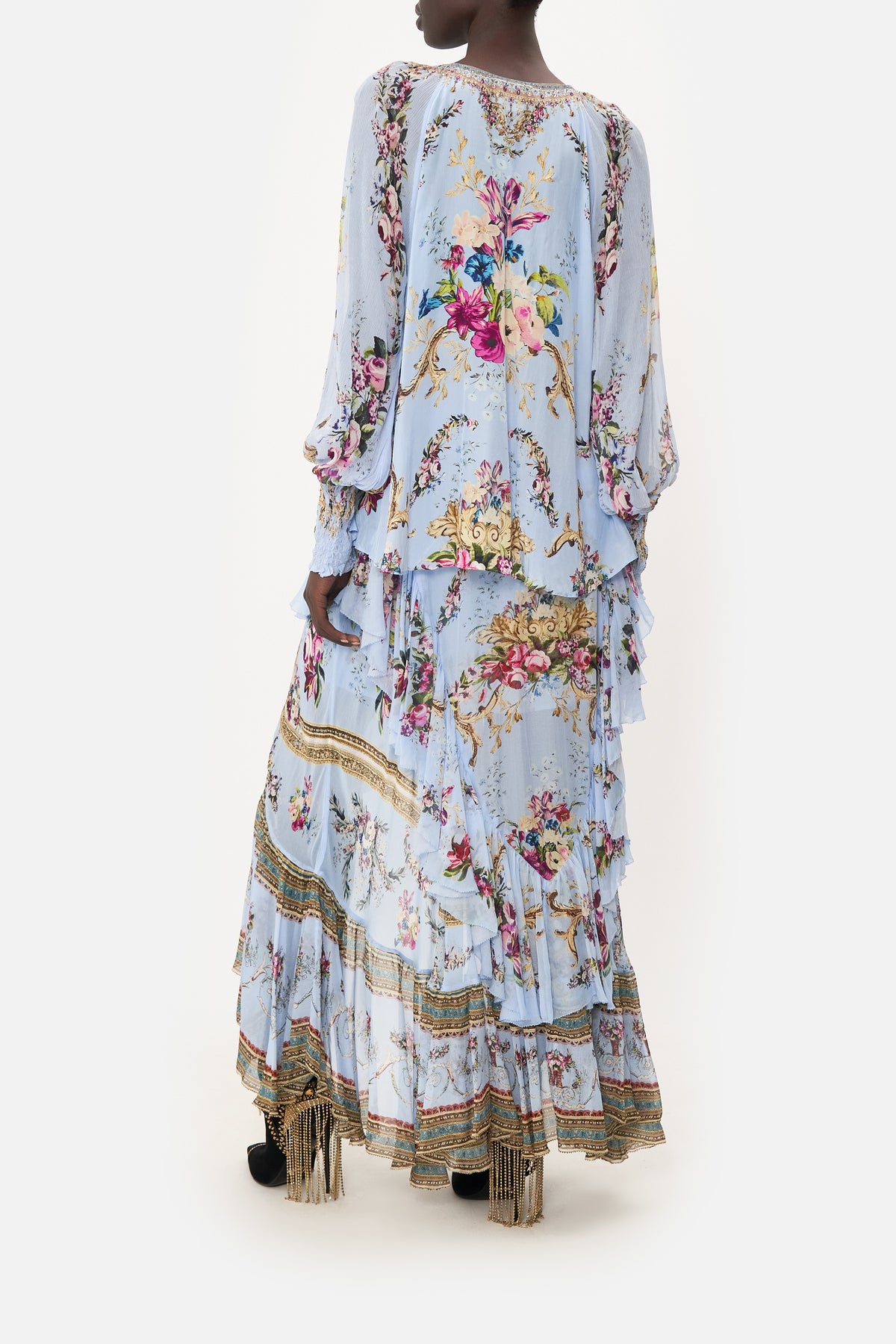 SHIRRED CUFF BLOUSE FLORAFUL