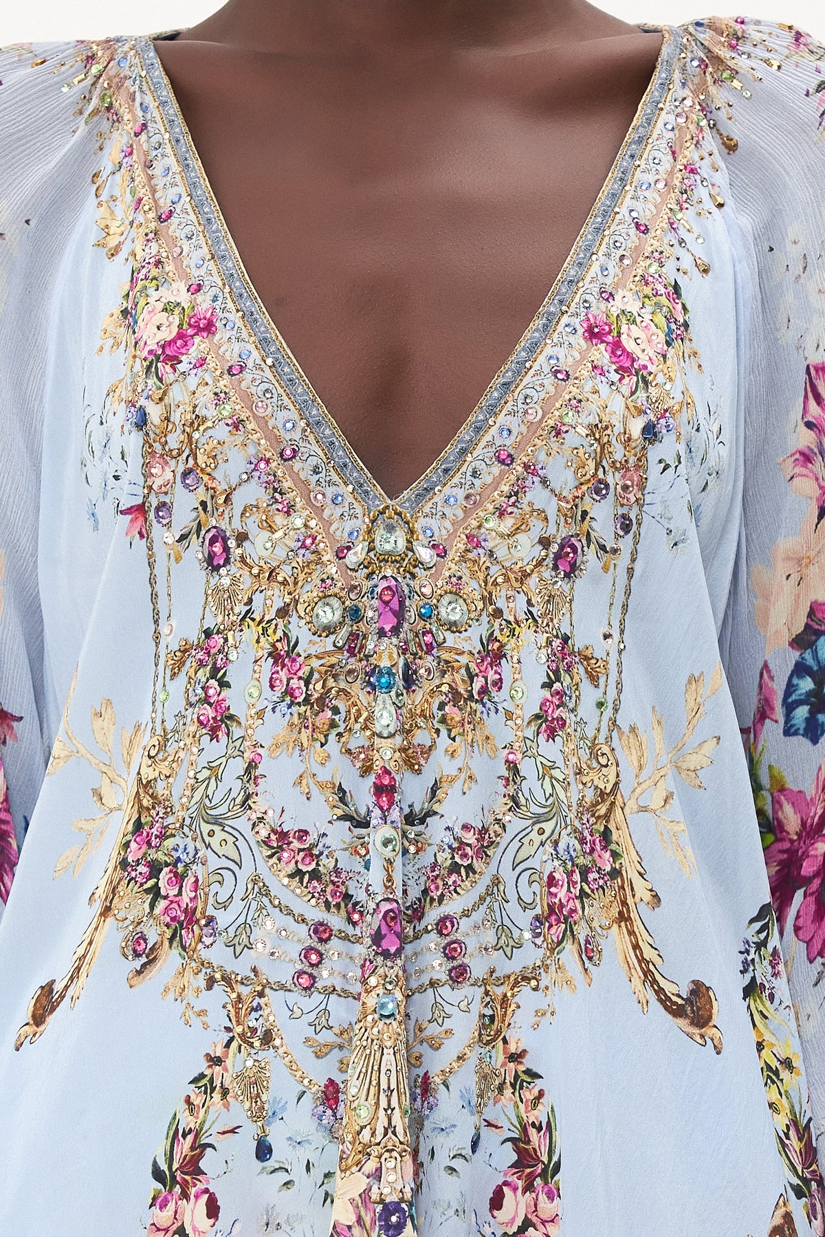 SHIRRED CUFF BLOUSE FLORAFUL