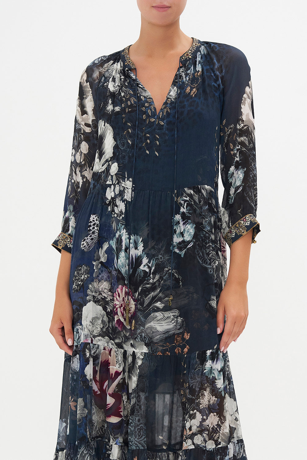 LONG GATHERED PANEL DRESS NOT A WALLFLOWER