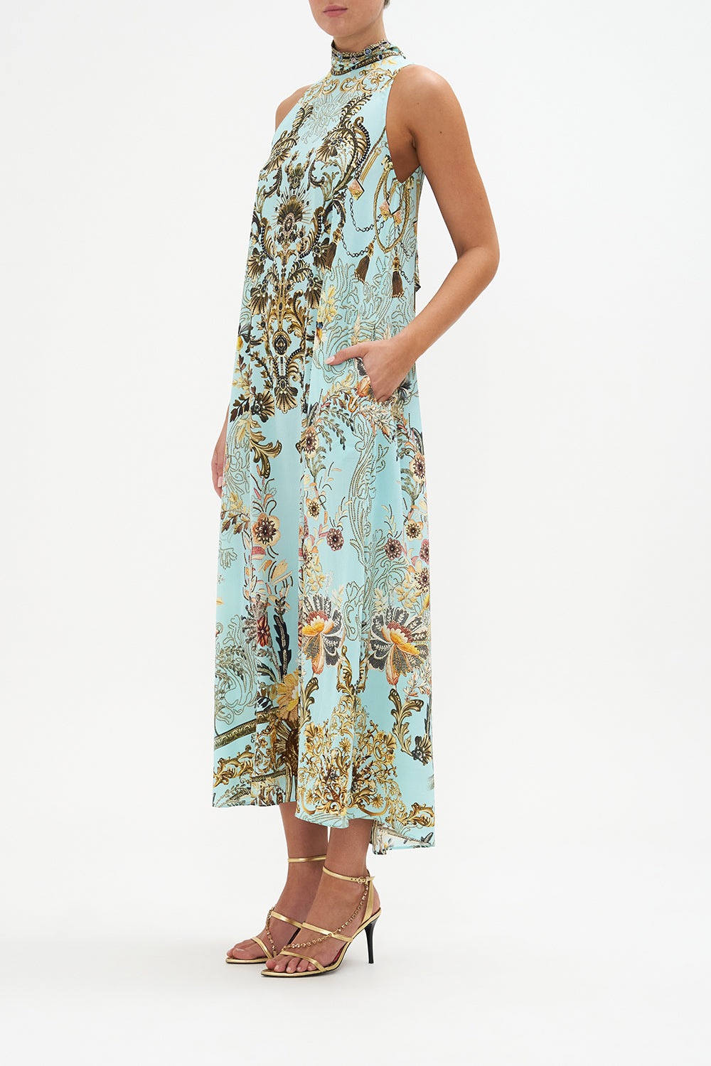 HIGH NECK DRESS WITH BACK NECK TIE ADIEU YESTERDAY