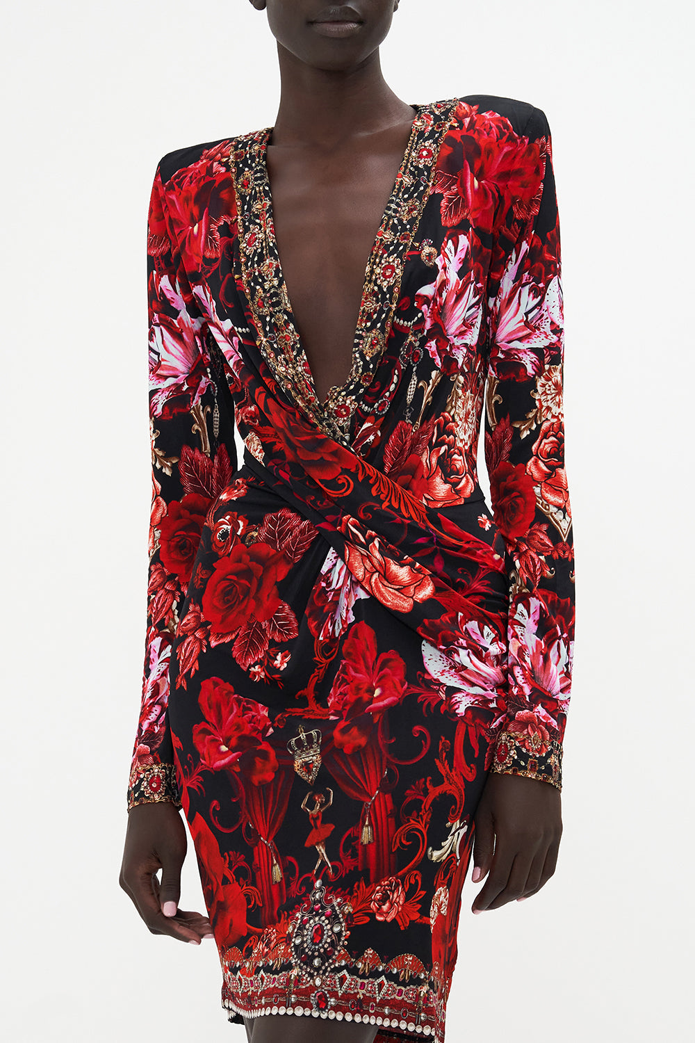 V-NECK CROSS FRONT DRESS SISTERHOOD OF THE ROSE