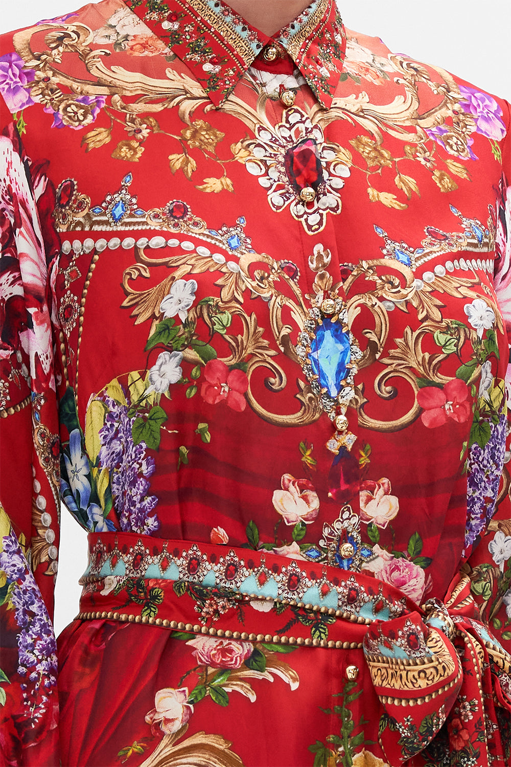 HIGH LOW MIDI SHIRT DRESS RITES OF ROSES