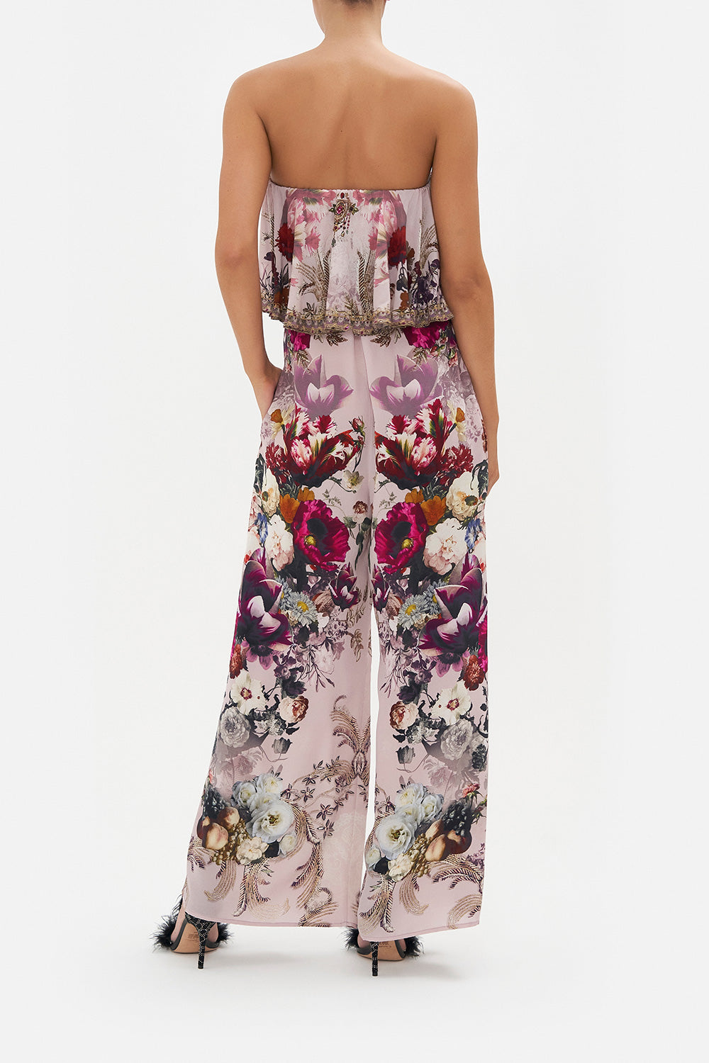 STRAPLESS JUMPSUIT WITH FRILL GYPSY ROSE