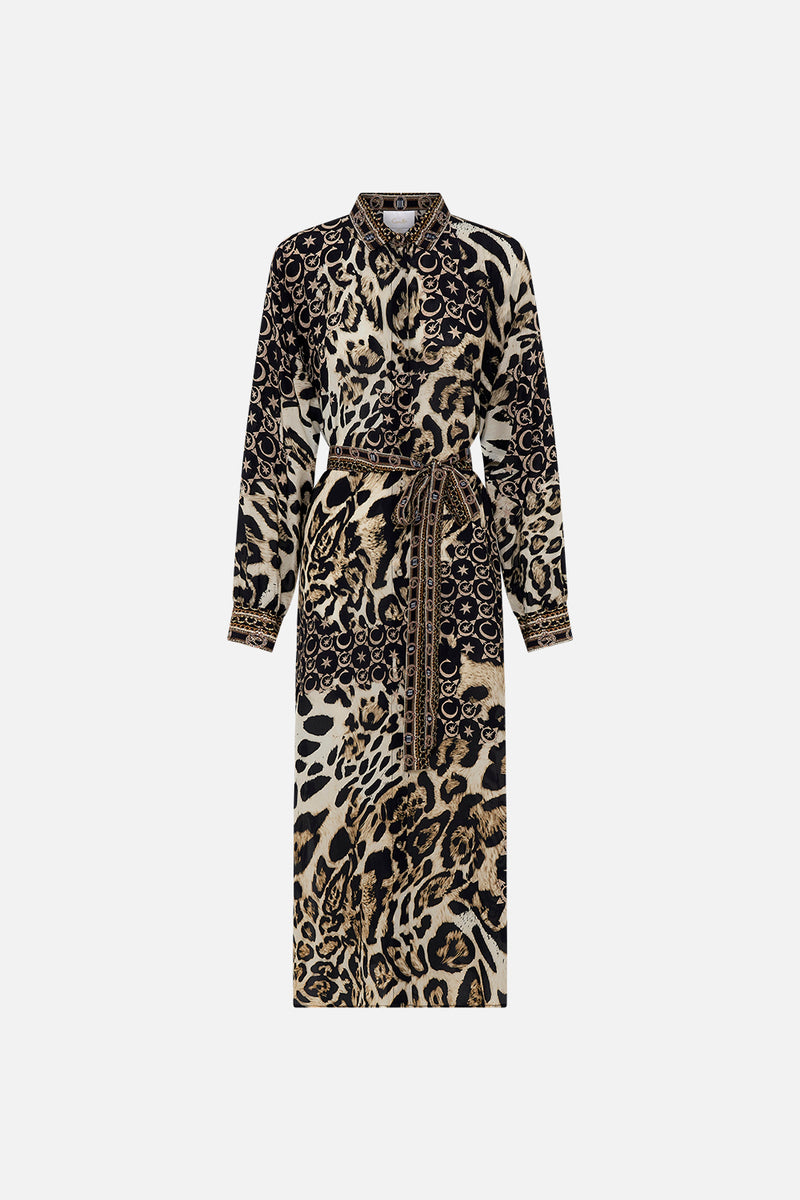 Collared Button Through Dress With Jersey Cuff| CAMILLA AU  CAMILLA