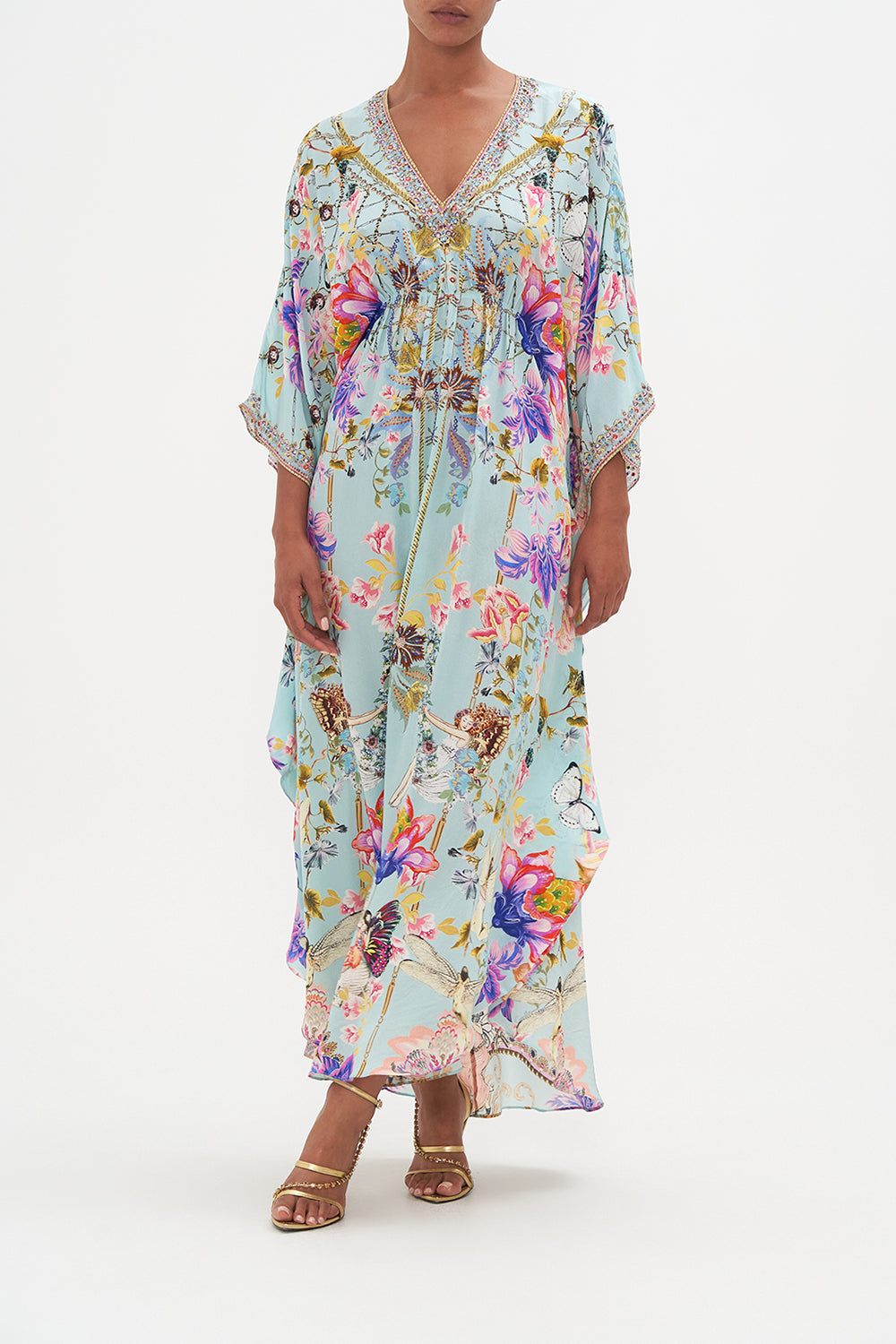 GATHERED WAIST KAFTAN LOVE WEB
