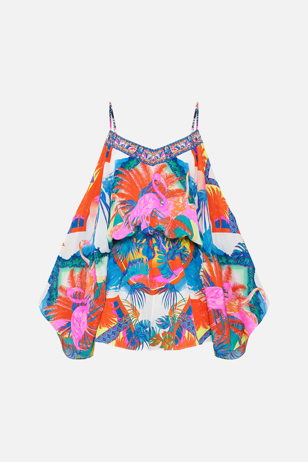 DROP SHOULDER PLAYSUIT FLAMENCO FLAMINGO