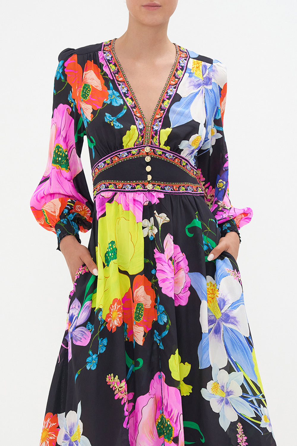 BUTTON DRESS WITH SHAPED WAISTBAND AWAY WITH THE FAIRIES