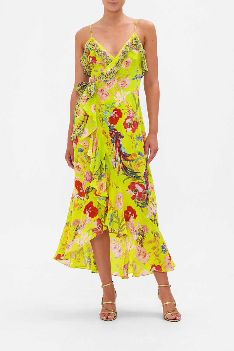 Long Wrap Dress With Frill, Peacock Proud CAMILLA AU CAMILLA