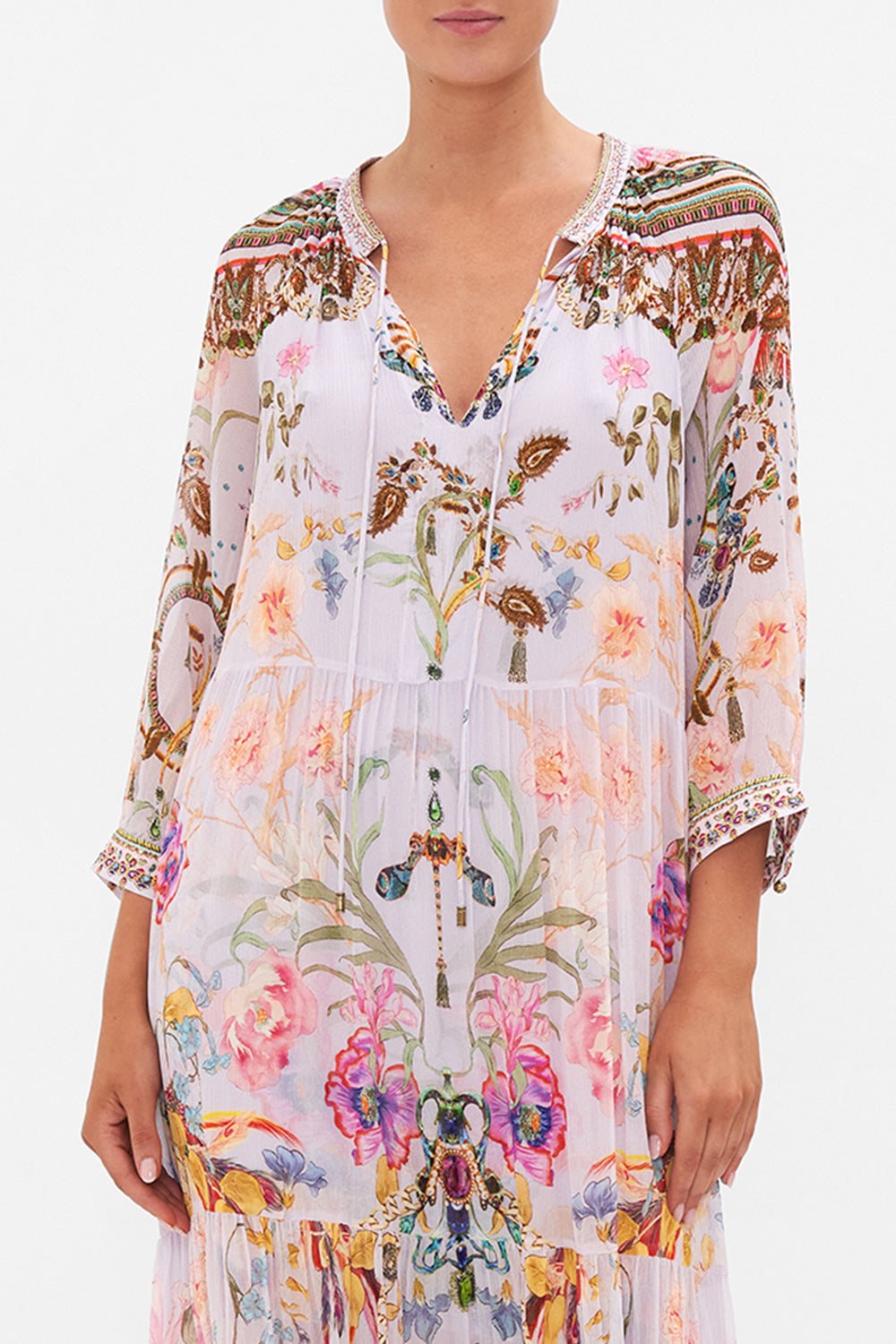 LONG GATHERED PANEL DRESS NATURES KALEIDOSCOPE