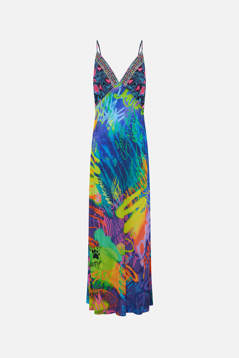V Neck Bias Slip Dress With Back Frill Navás Nouveau - Camilla
