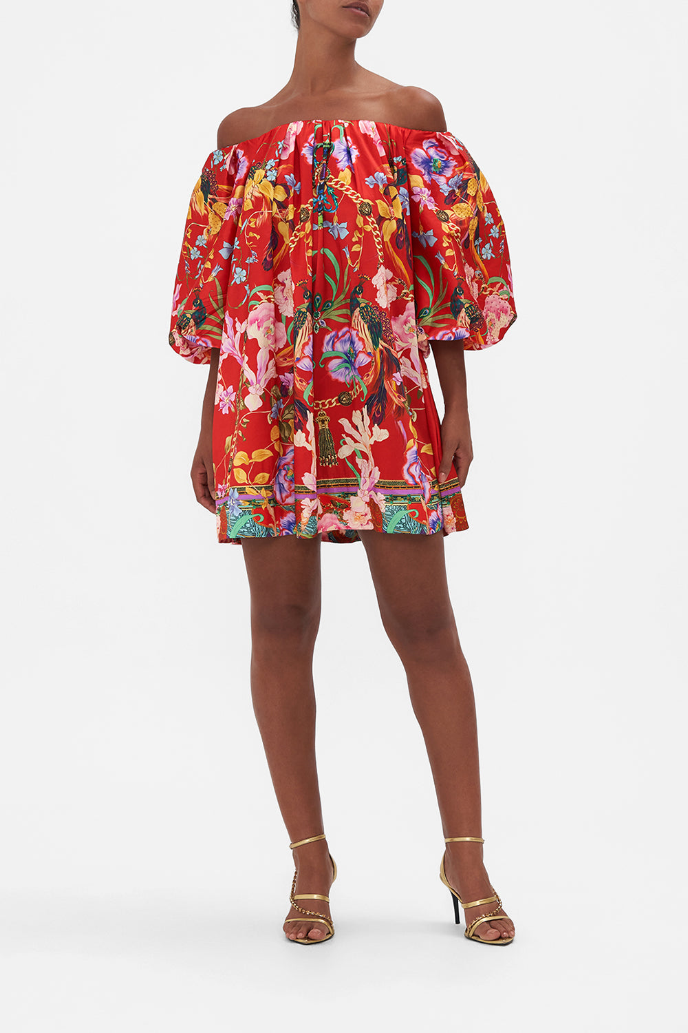 OFF SHOULDER PUFF DRESS RUFFLE SOME FEATHERS