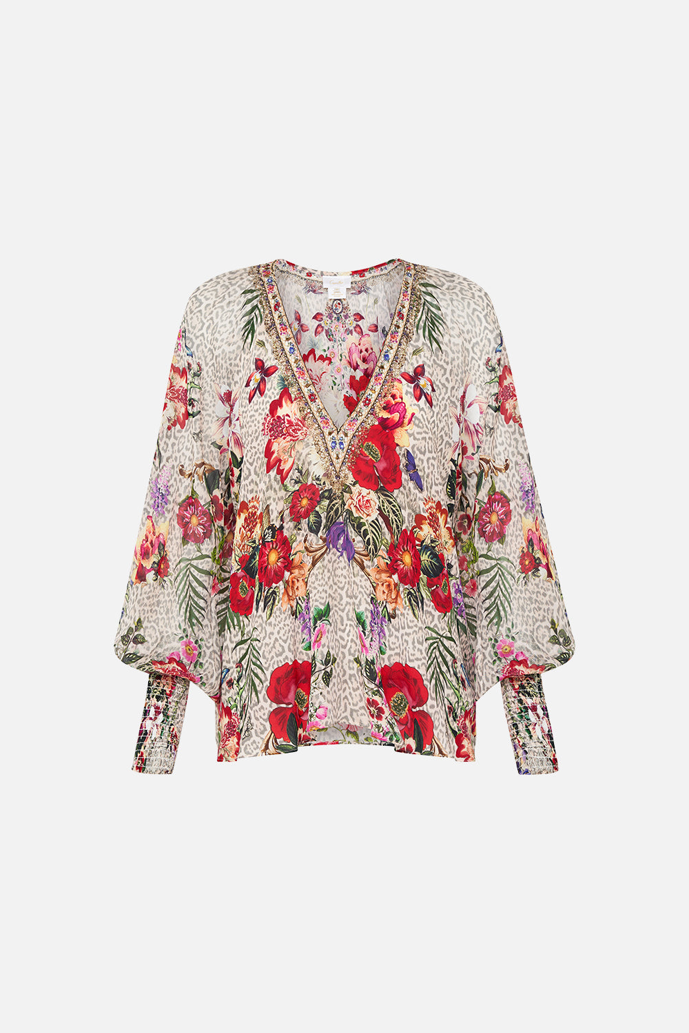 SHIRRED CUFF BLOUSE LEOS BOUQUET