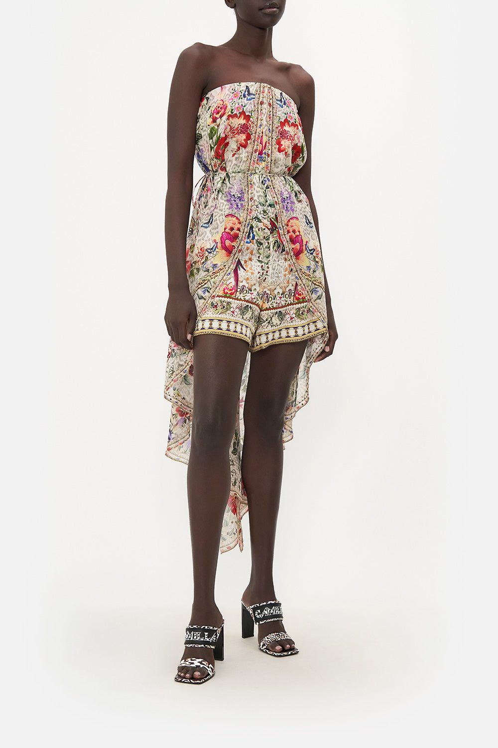 STRAPLESS OVERLAY PLAYSUIT LEOS BOUQUET