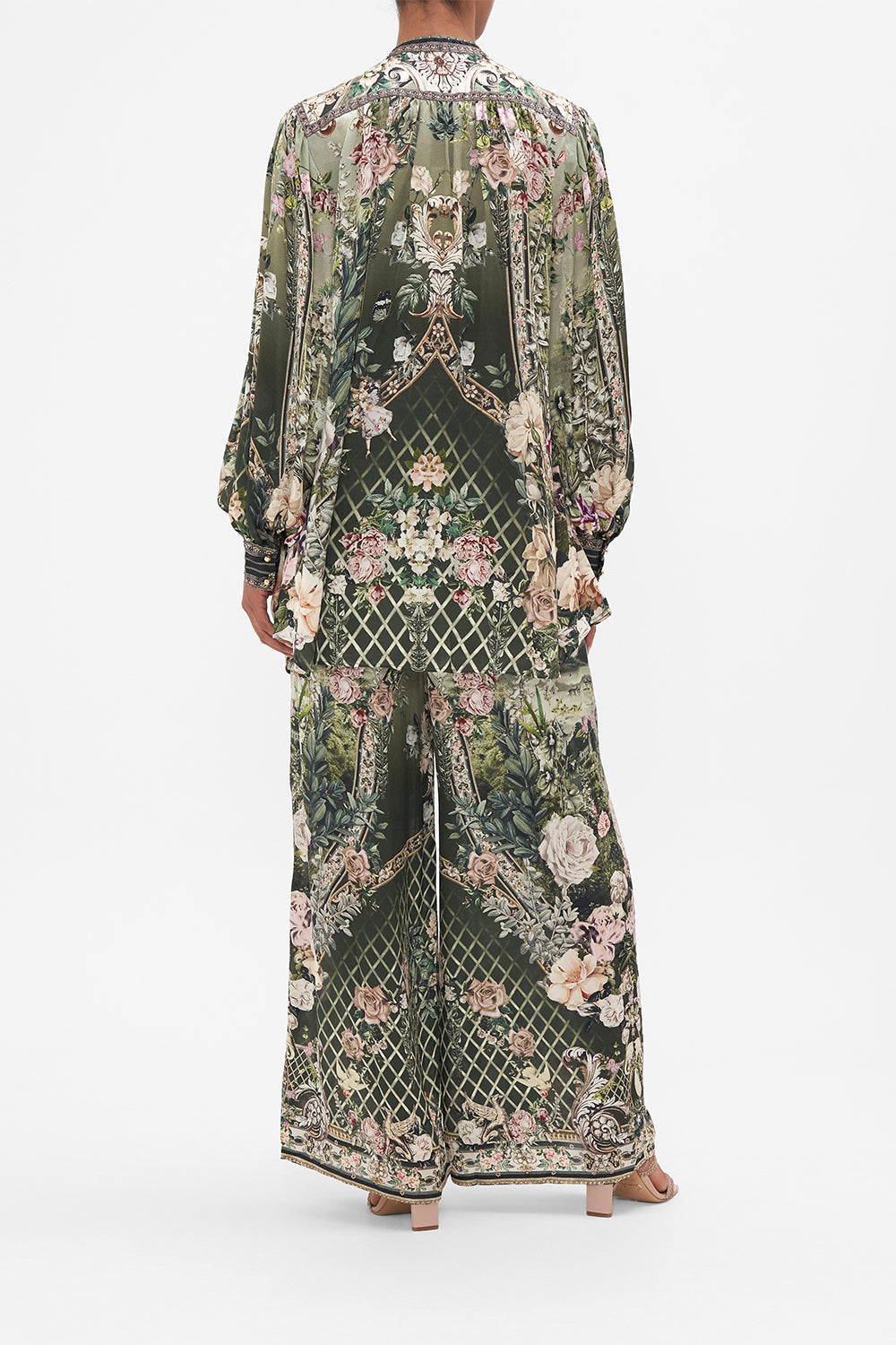 BLOUSON SLEEVE BLOUSE WITH YOKE GARDEN OF GOOD FORTUNE