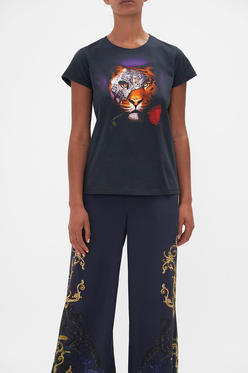 ORGANIC COTTON SLIM FIT TEE - BLACK MOONLIGHT MELODIES