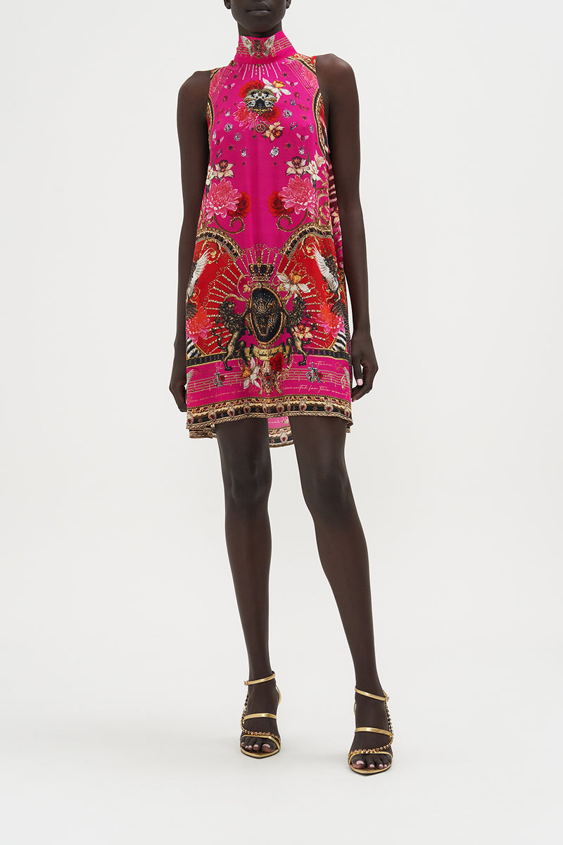 BACK NECK TIE SHORT DRESS PEACE BE WITH YOU