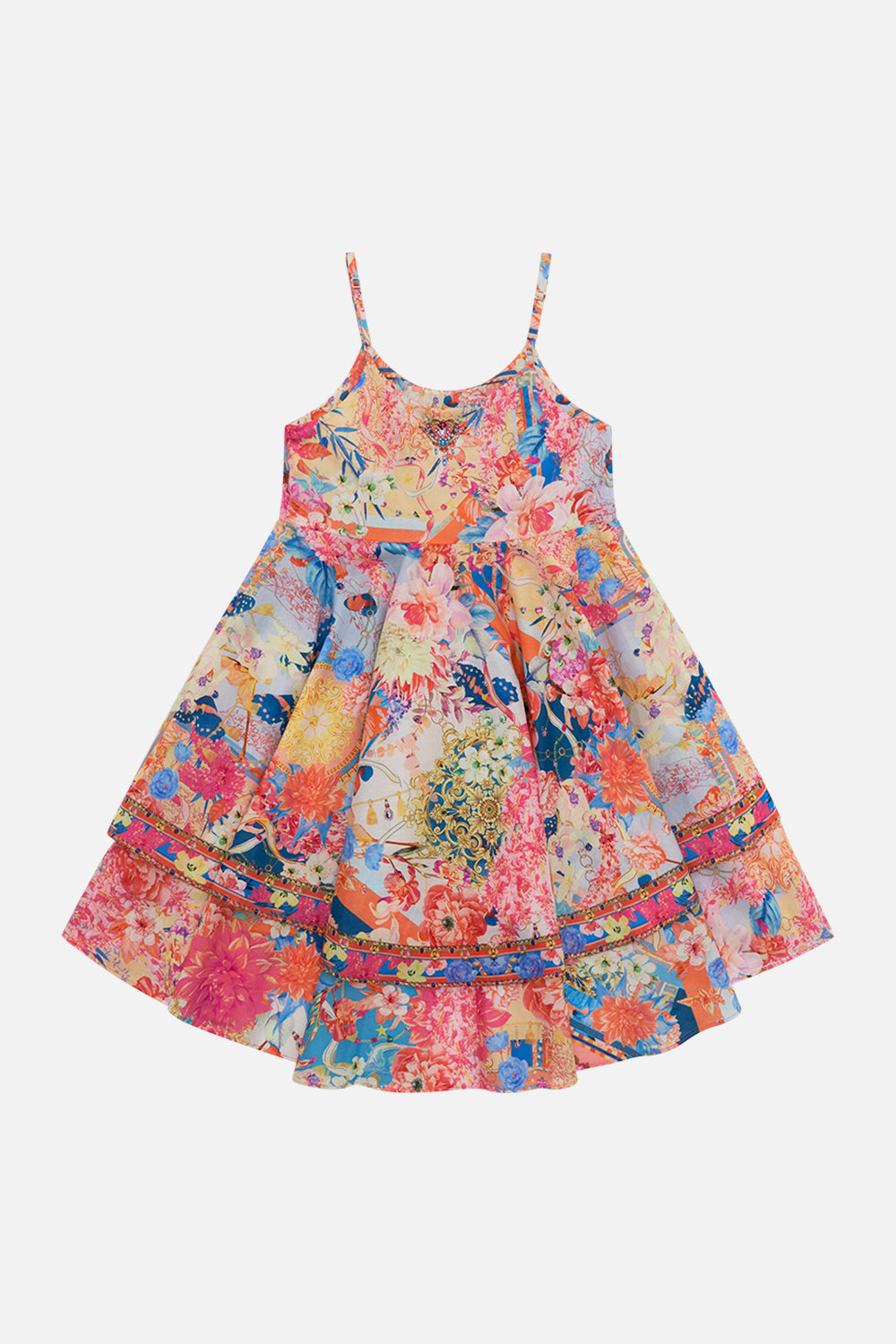 KIDS ROUND NECK TIERED DRESS 4-10 MEET ME IN THE GARDEN