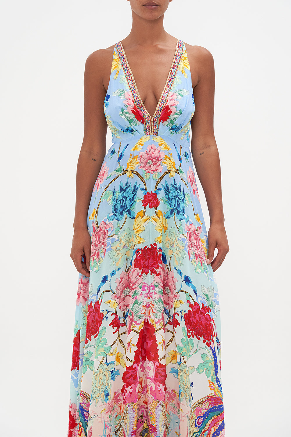 PLUNGE NECK MAXI DRESS GO STAG