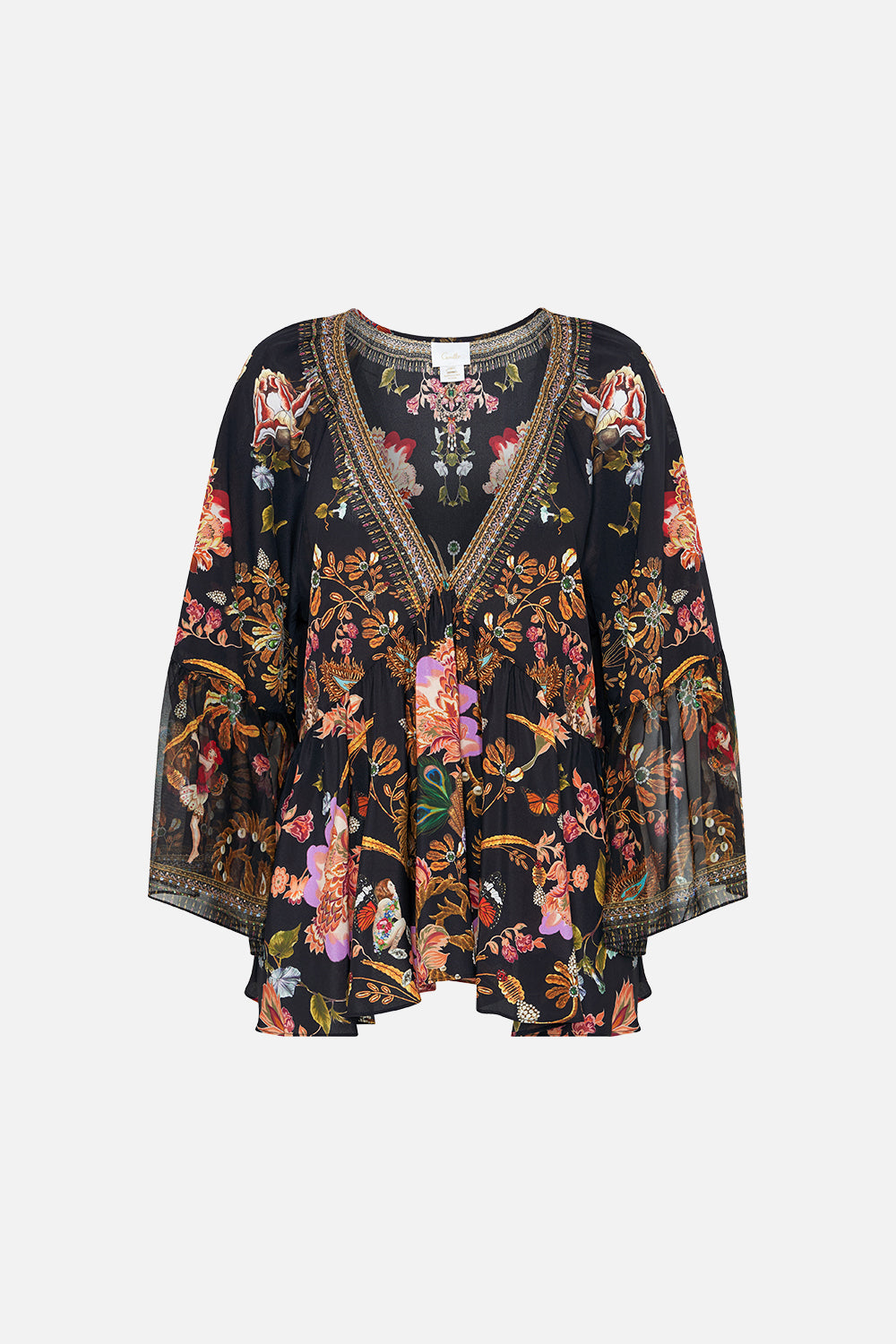 RAGLAN BLOUSE WITH SLEEVE RUFFLE TO CATCH A SPIDER