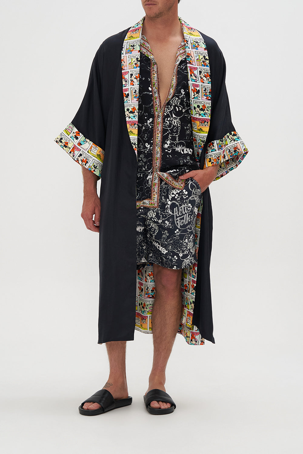 Long Line Reversible Robe Mickey Takes A Trip print by CAMILLA