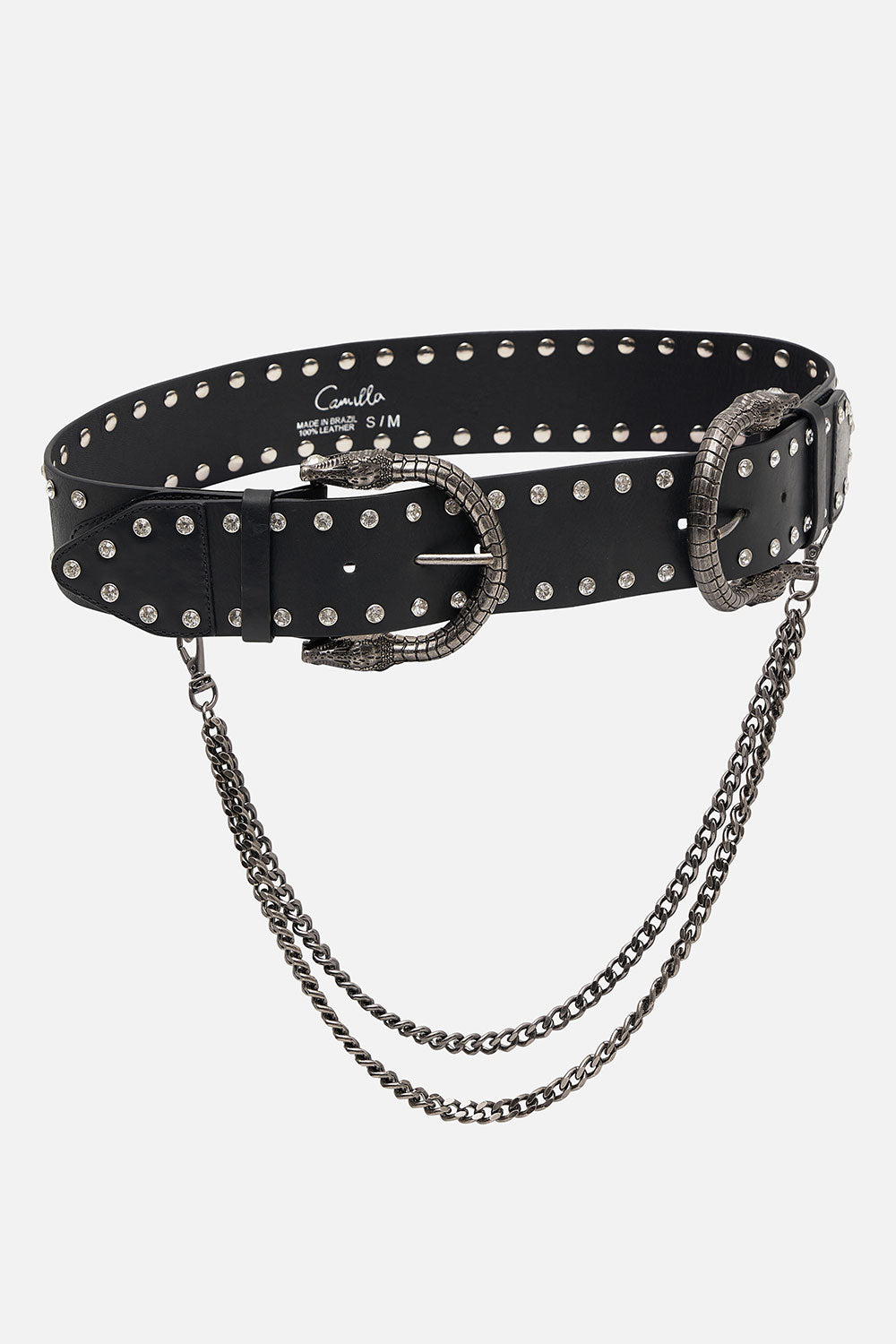 DOUBLE CROC LEATHER BELT SOLID BLACK