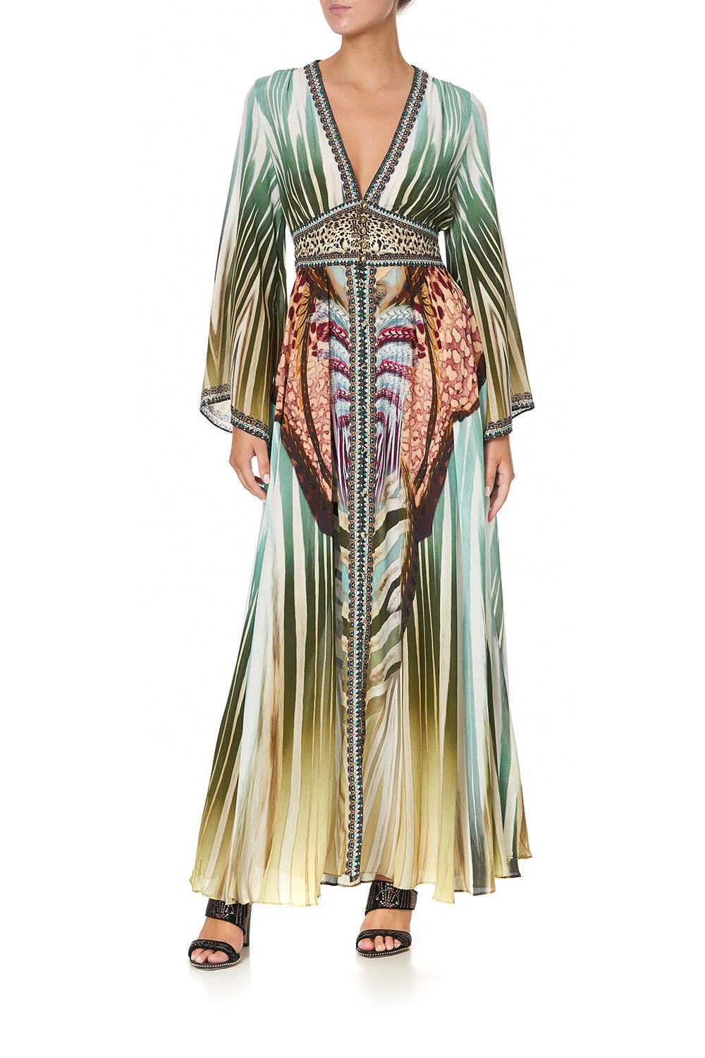 KIMONO SLEEVE DRESS WITH SHIRRING DETAIL UP ON CLOUD NINE