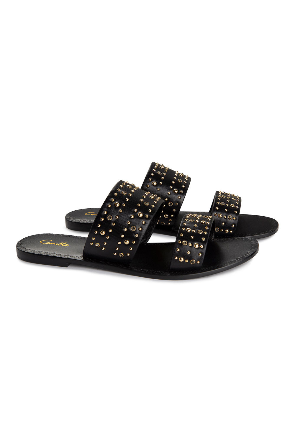 DOUBLE STRAP STUDDED SANDAL BLACK