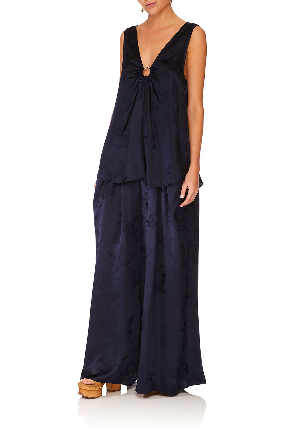 WIDE STRAP U-RING TOP SOLID NAVY