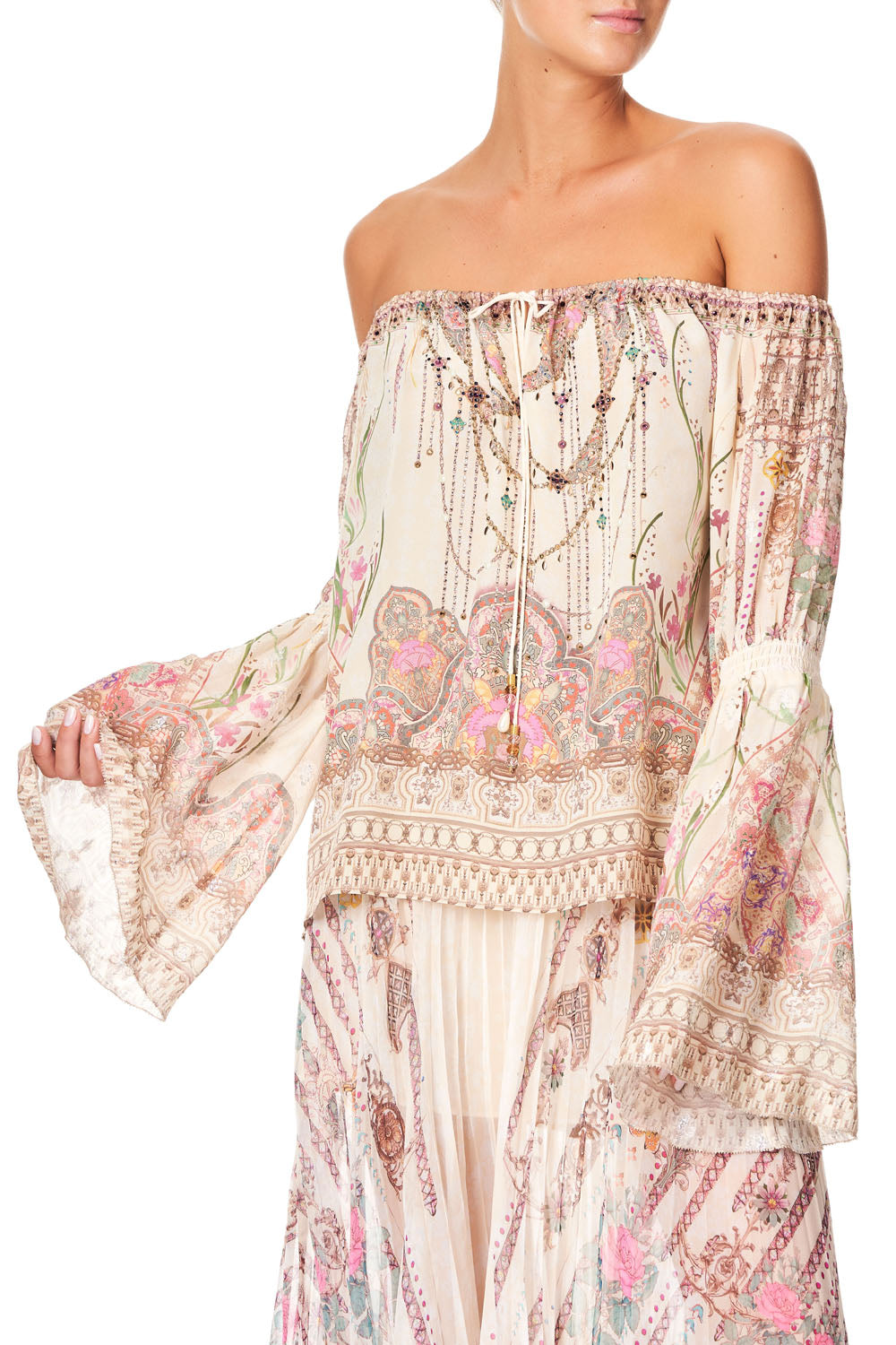 DROP SHOULDER TIE SLEEVE TOP GOLDEN AGE