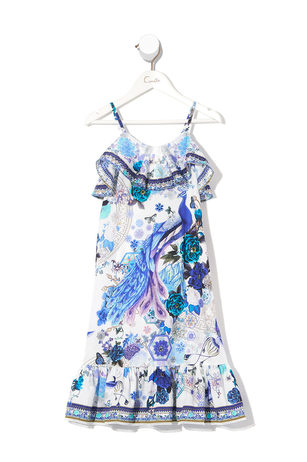 KIDS FRILL HEM DRESS WHITE SIDE OF THE MOON