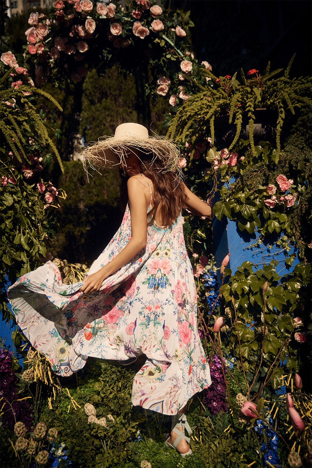 PLEATED BUTTON FRONT SLIP DRESS BOHEME