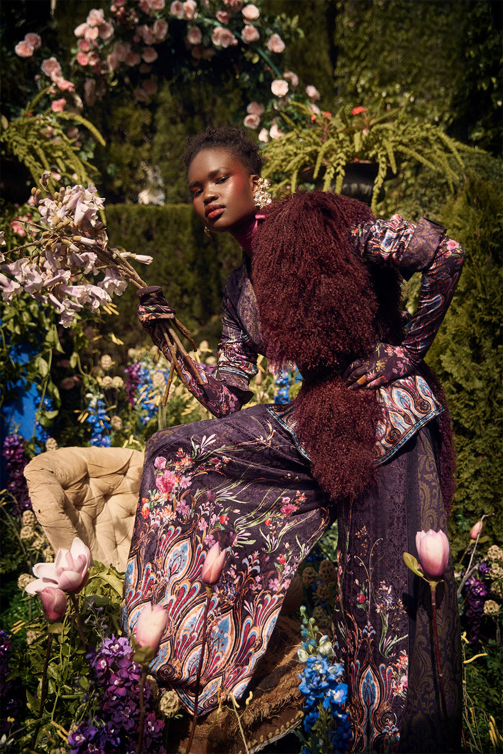 FUR STOLE WILD FLOWER