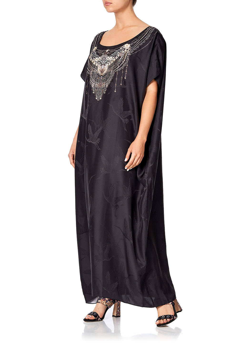 SLIM ROUND NECK KAFTAN SOLID BLACK