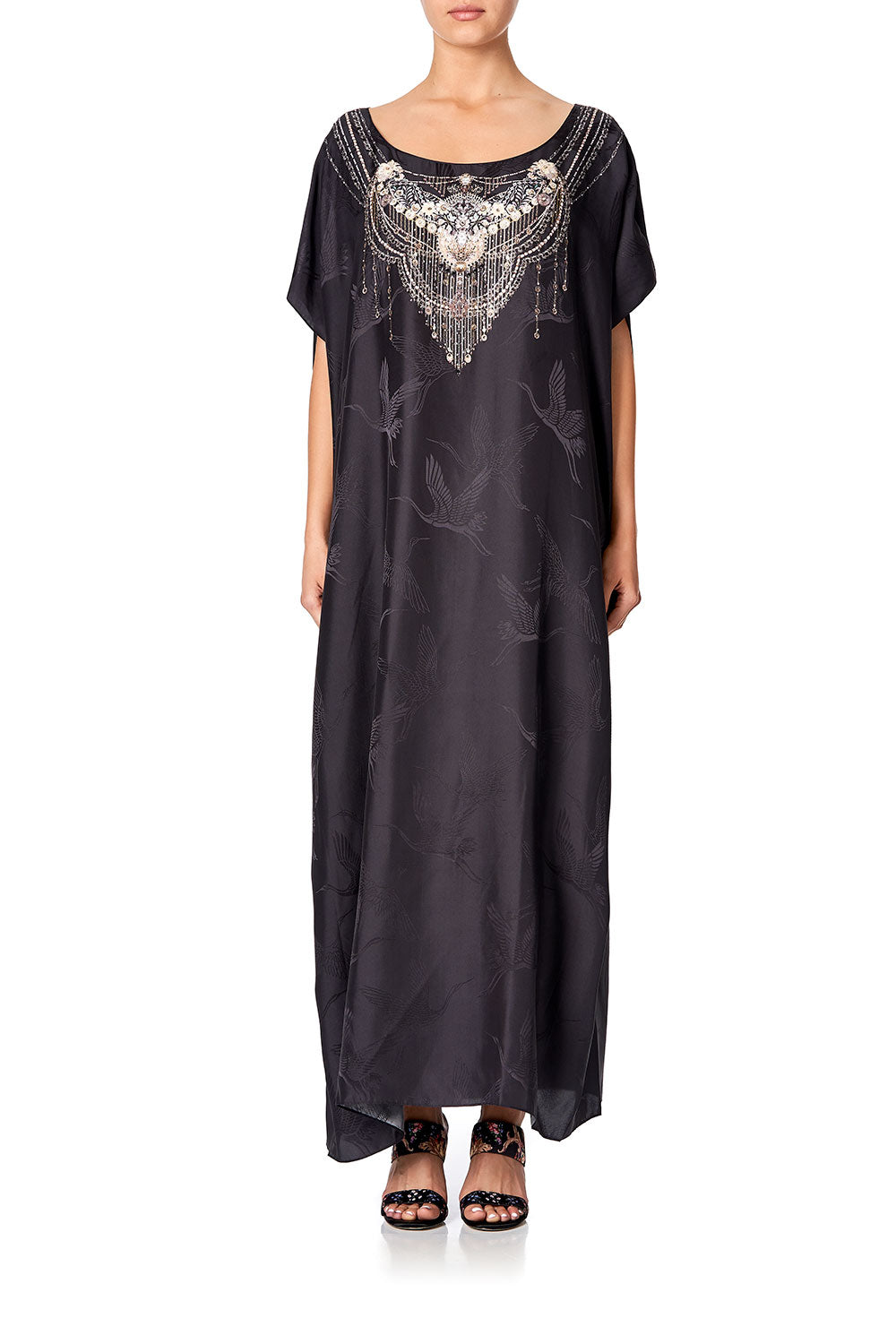 SLIM ROUND NECK KAFTAN SOLID BLACK