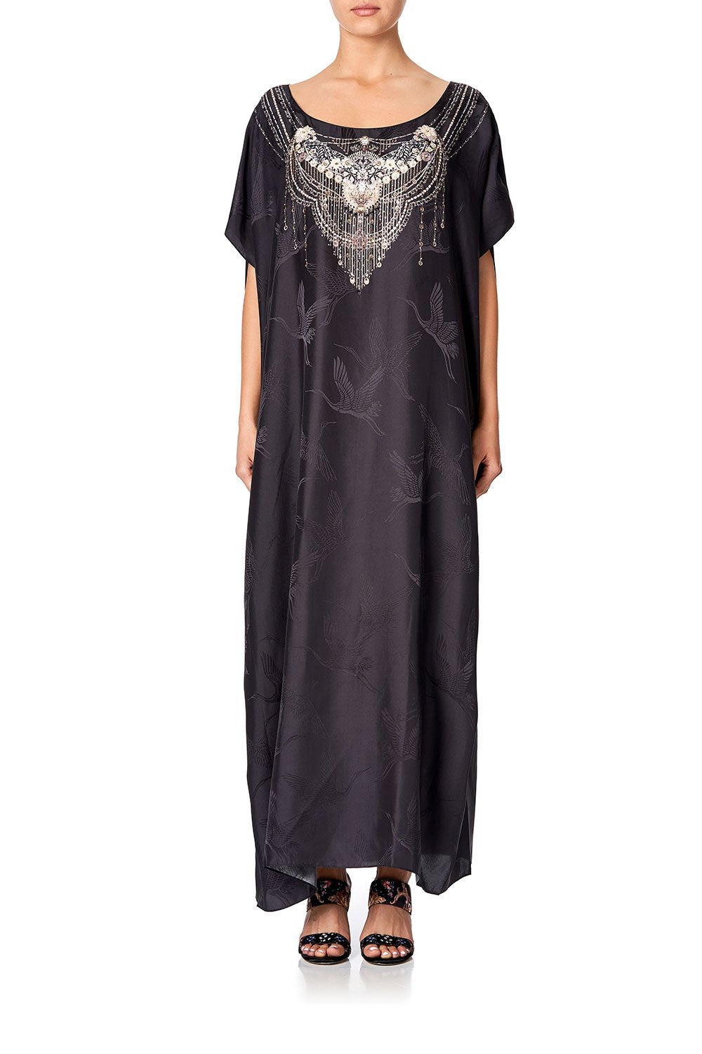 SLIM ROUND NECK KAFTAN SOLID BLACK
