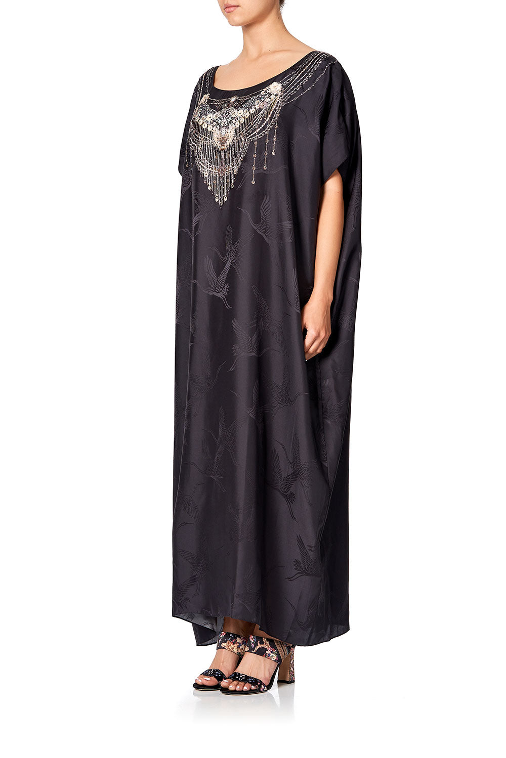 SLIM ROUND NECK KAFTAN SOLID BLACK