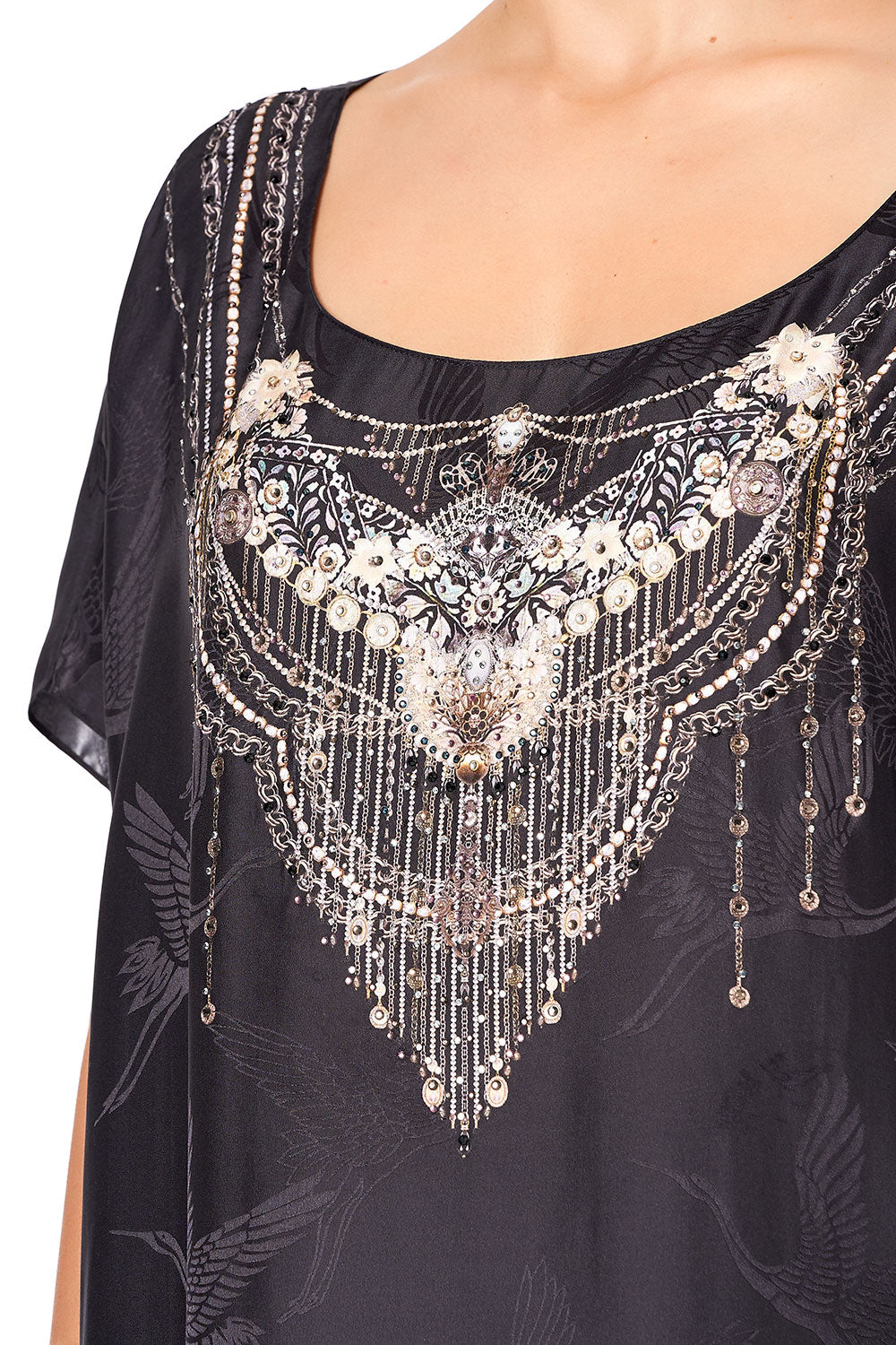 SLIM ROUND NECK KAFTAN SOLID BLACK