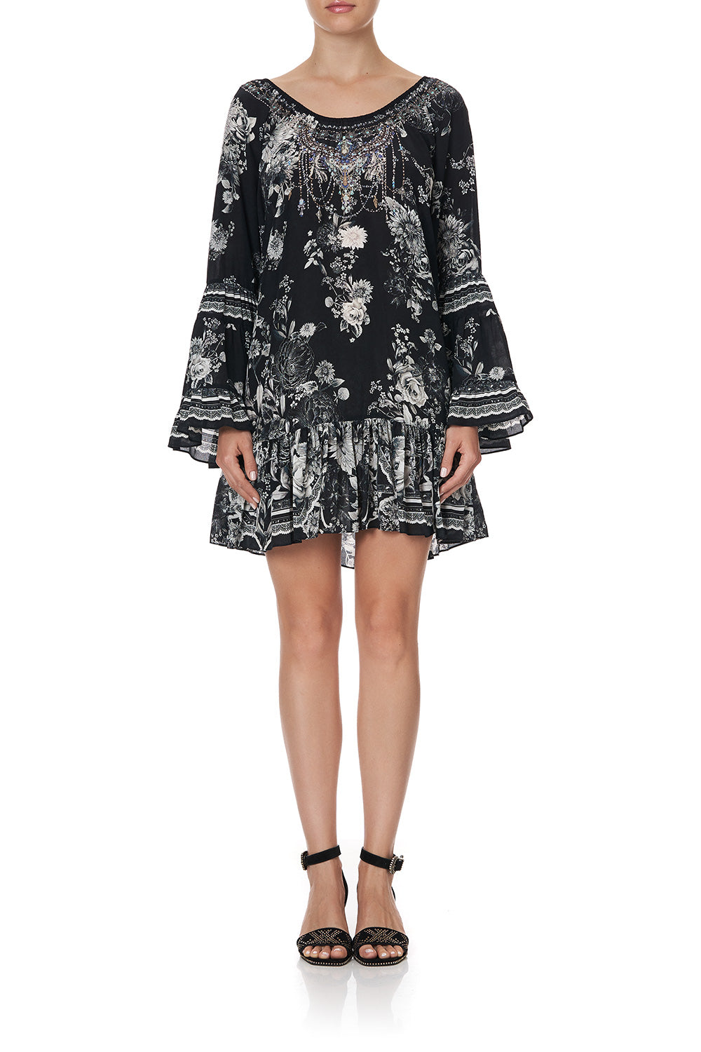 A LINE FRILL DRESS MOONSHINE BLOOM