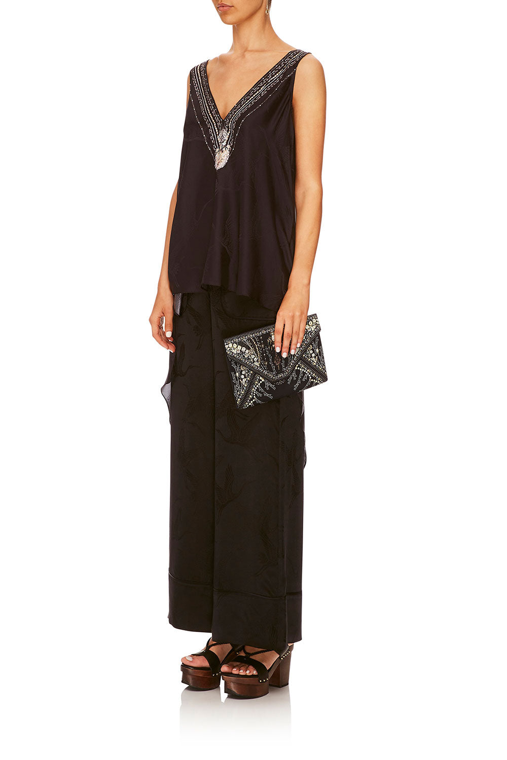 CAMILLA BLACK ENVELOPE CLUTCH