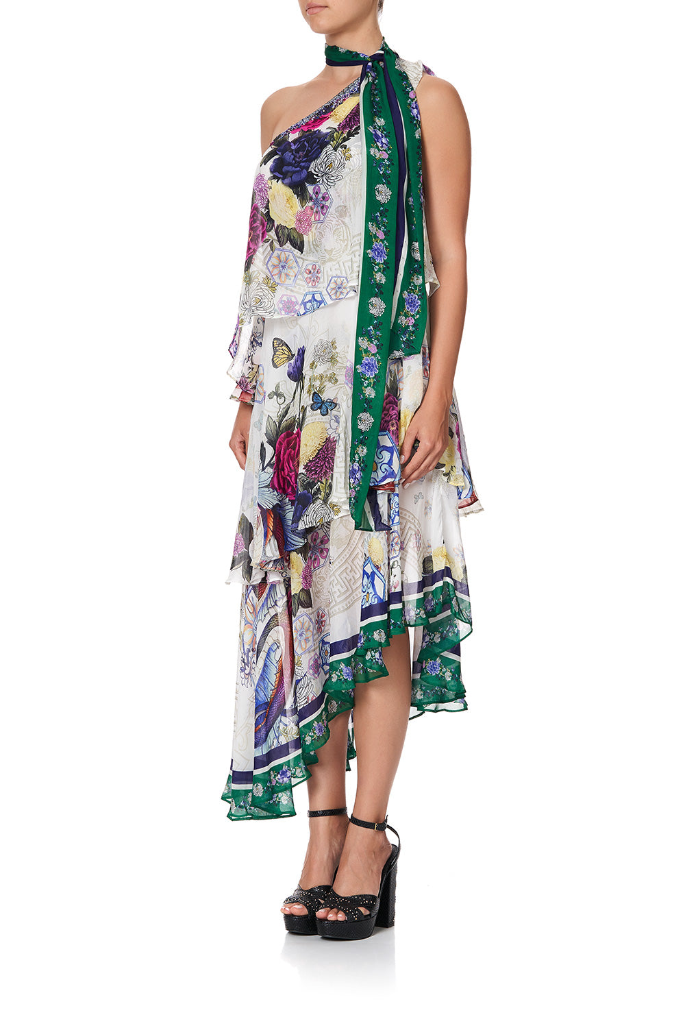 ASYMMETRICAL NECK TIE DRESS GENTLE MOON