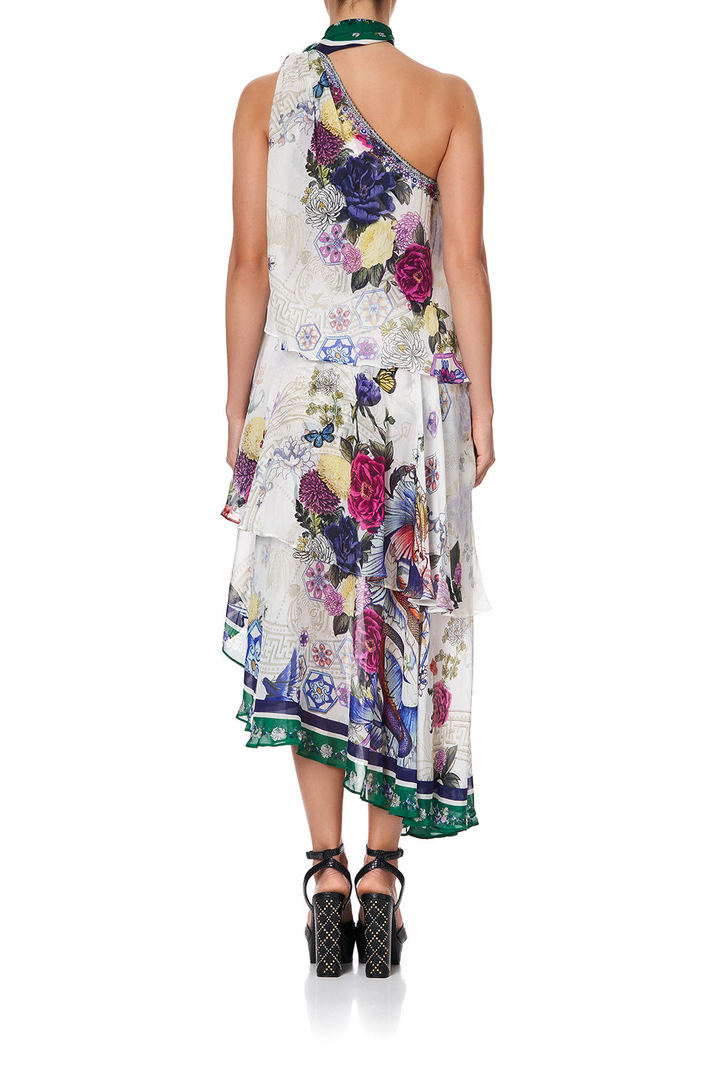 ASYMMETRICAL NECK TIE DRESS GENTLE MOON