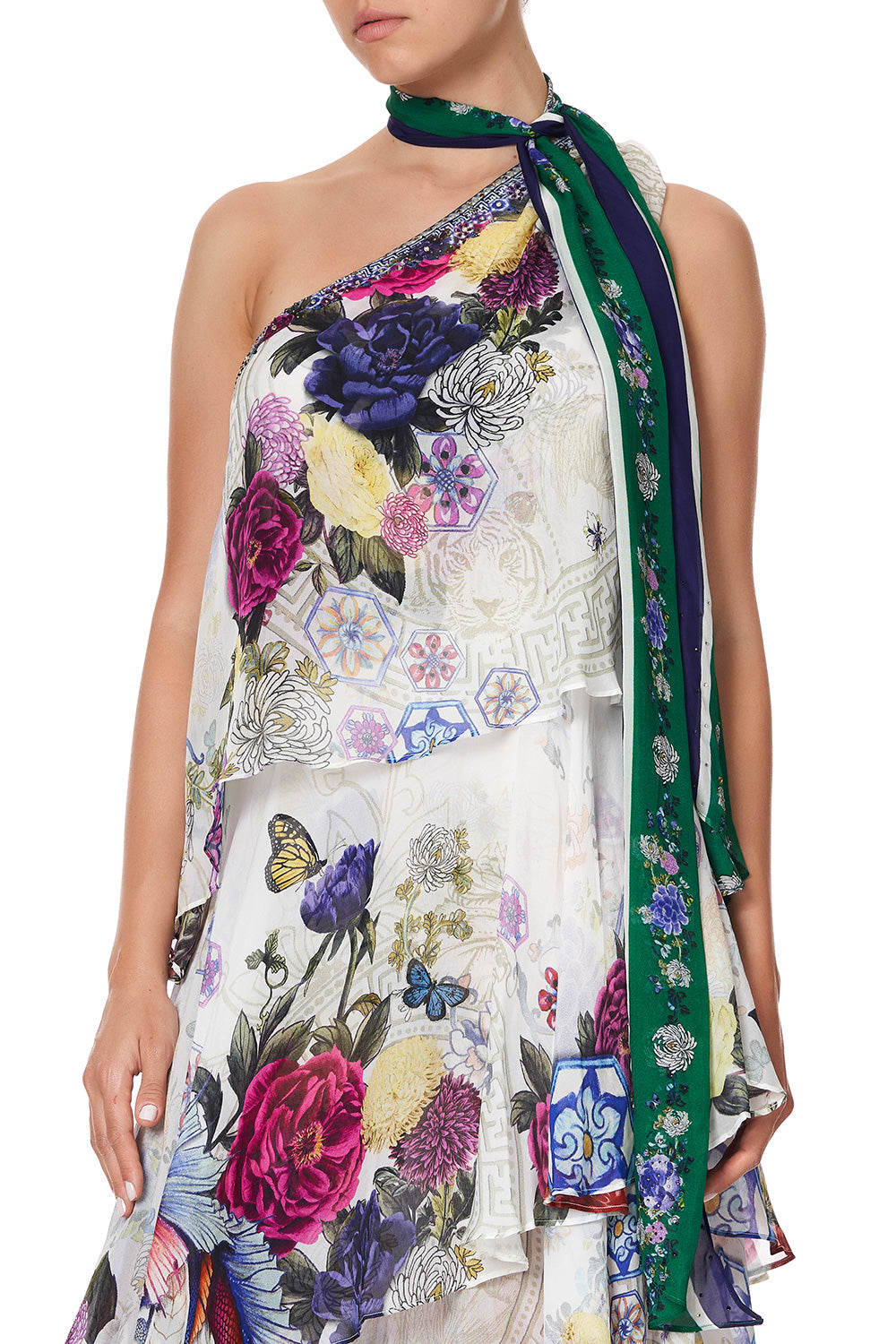 ASYMMETRICAL NECK TIE DRESS GENTLE MOON