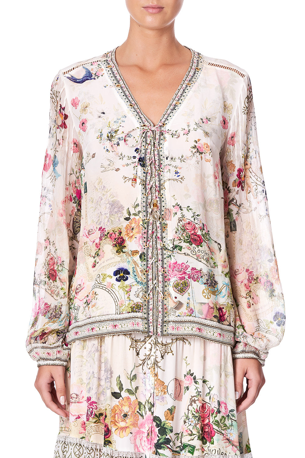 PEASANT BLOUSE WITH FRONT LACING JARDIN POSTCARDS