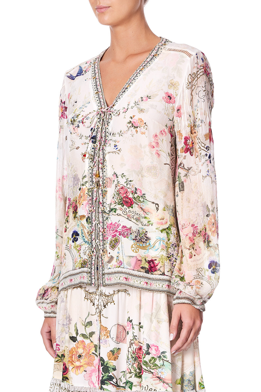 PEASANT BLOUSE WITH FRONT LACING JARDIN POSTCARDS