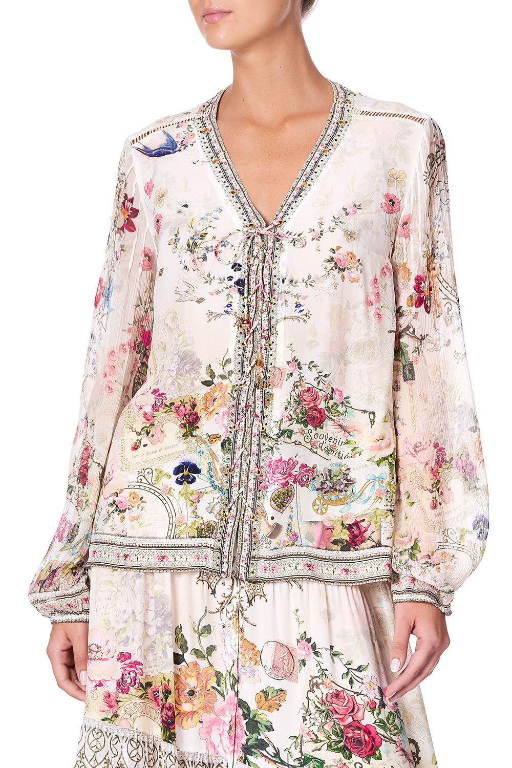 PEASANT BLOUSE WITH FRONT LACING JARDIN POSTCARDS