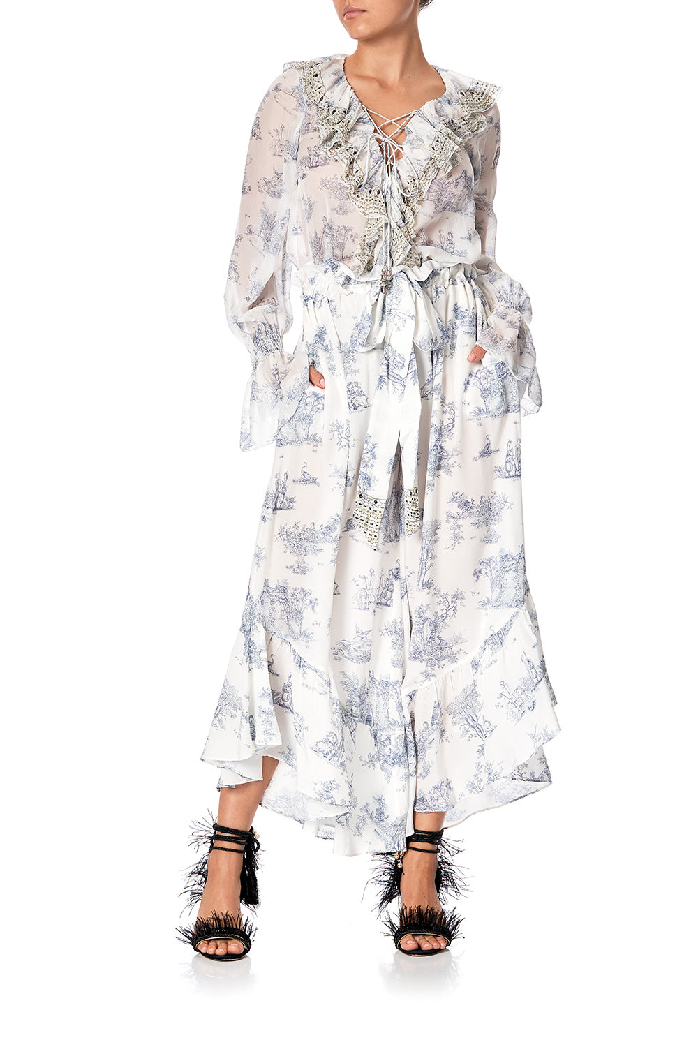 RUFFLE HEM PANTS WITH TIE SOUTHERN BELLE