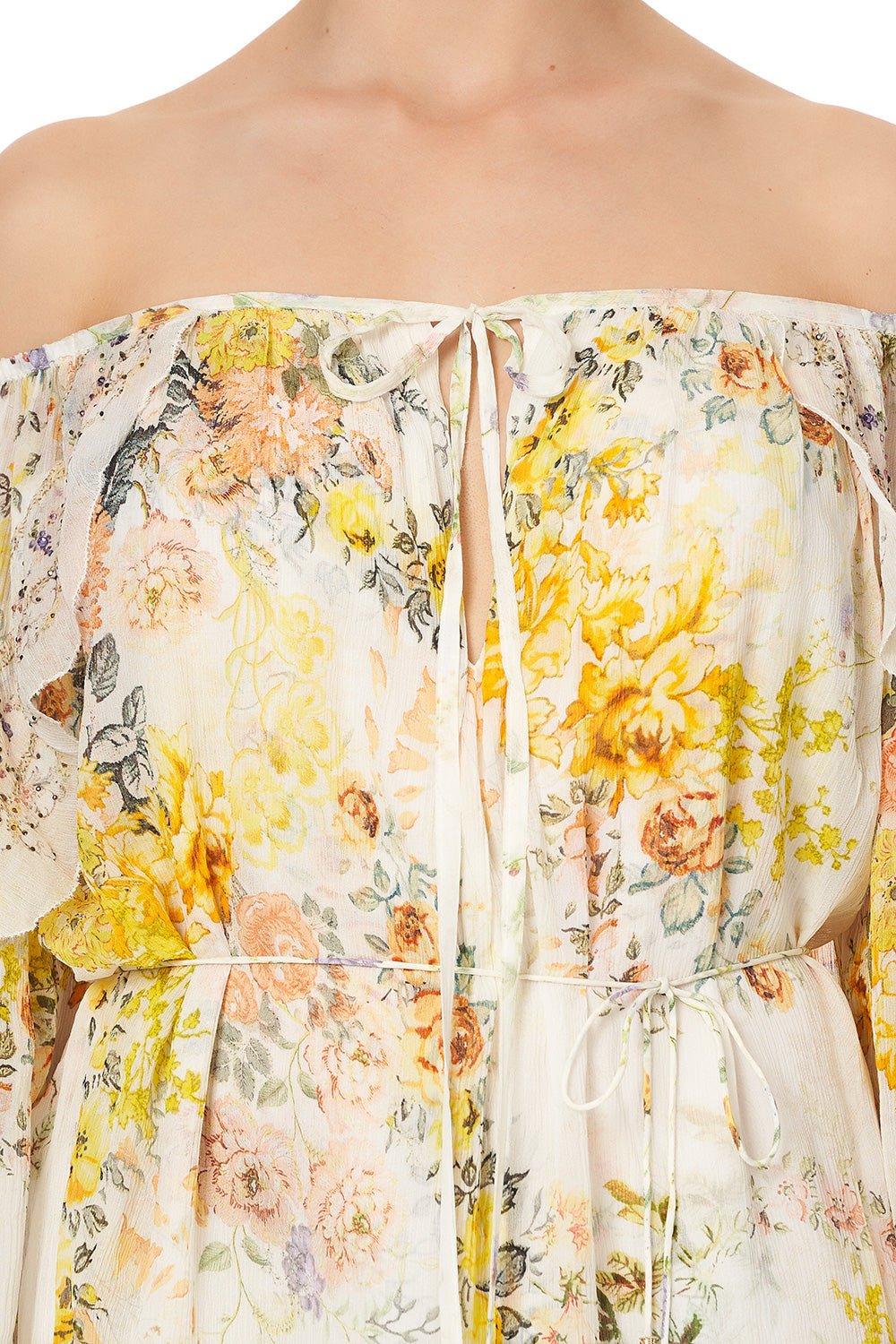 BLOUSON FRILL SLEEVE DRESS IN THE HILLS OF TUSCANY