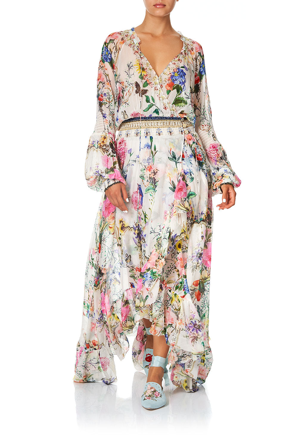 BLOUSON SLEEVE WRAP DRESS BOHEME