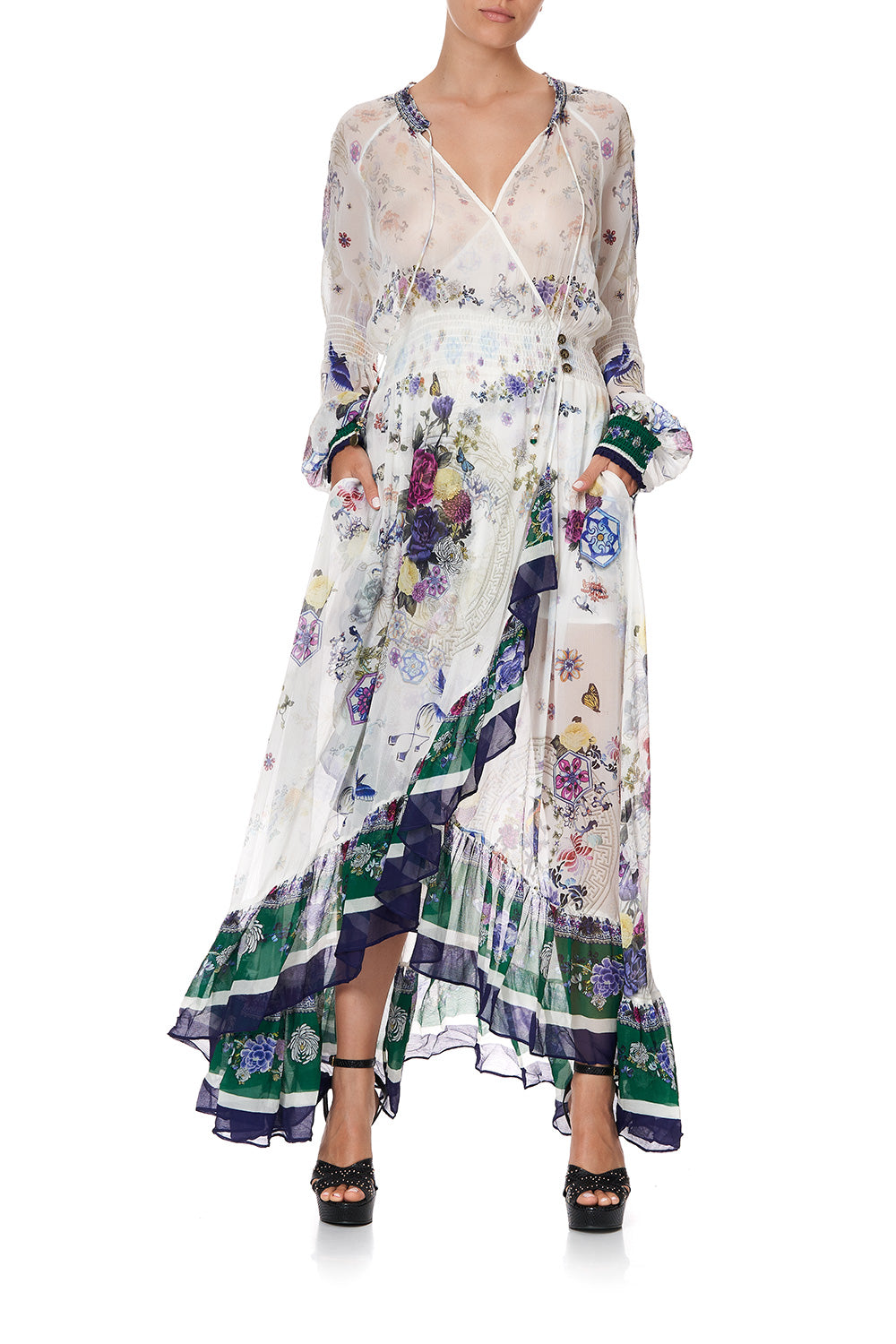 BLOUSON SLEEVE WRAP DRESS GENTLE MOON