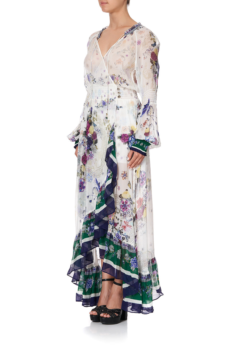 BLOUSON SLEEVE WRAP DRESS GENTLE MOON